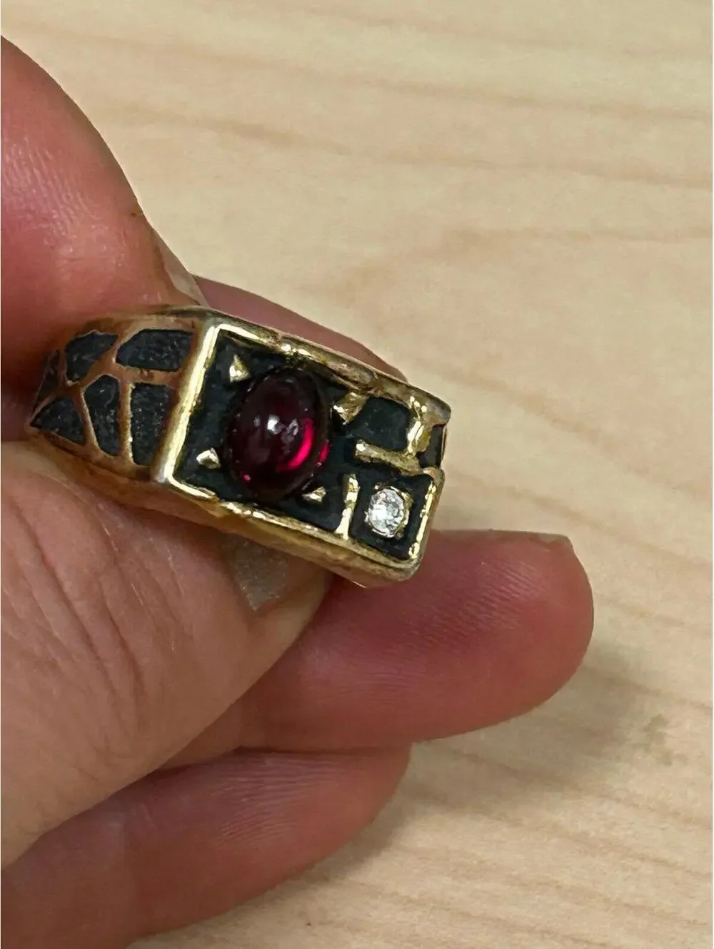 Men’s Classy Simulated Ruby and “Diamond “ Ring